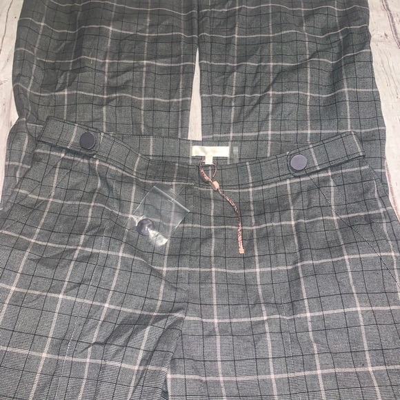 Revolve LoveShackFancy Costello plaid pants gray fog 14 - Picture 2 of 4